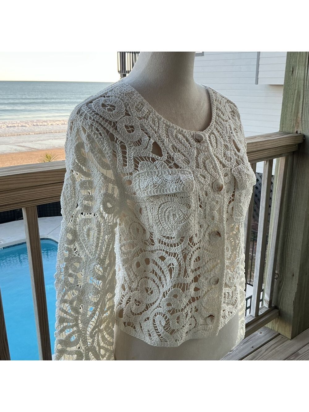 Jason Wu Ivory Crochet Lace Cardigan